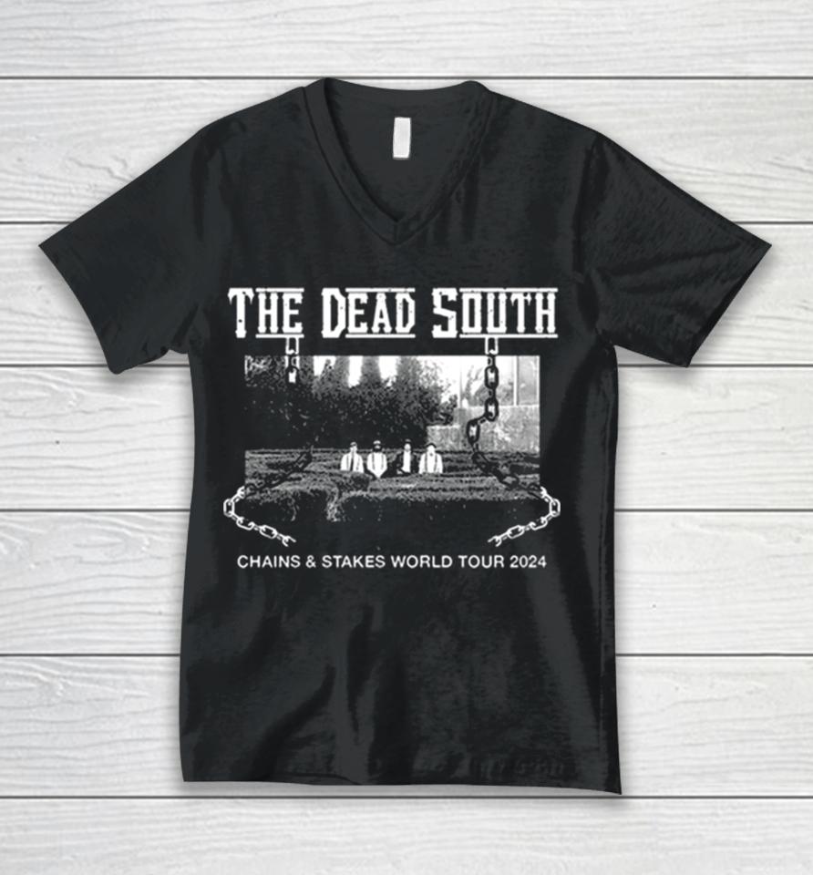 The Dead South Chains &Amp; Stakes World Tour 2024 Performance Schedule Unisex V-Neck T-Shirt