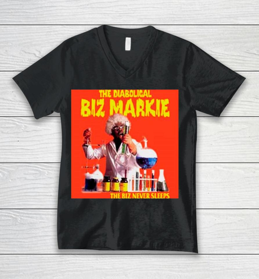 The Diabolical Biz Markie The Biz Never Sleeps Unisex V-Neck T-Shirt