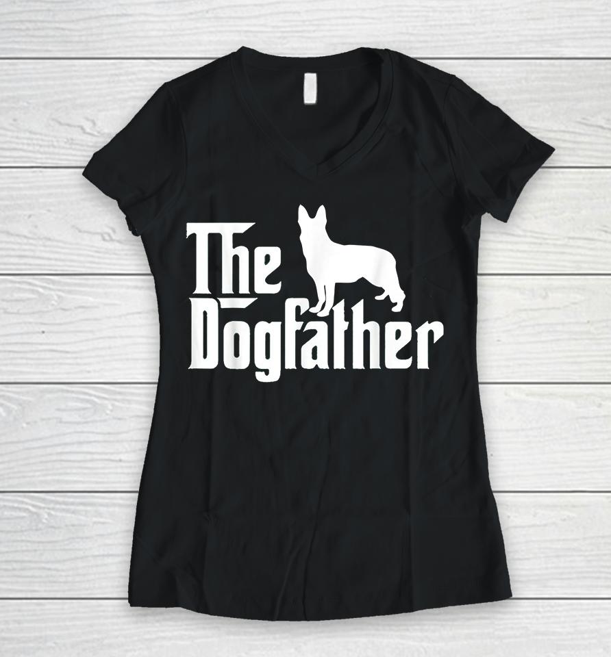 The Dogfather German Shepherd Women V-Neck T-Shirt