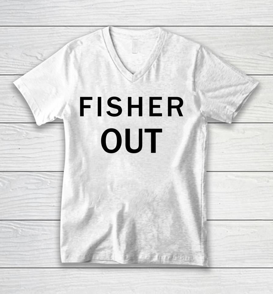 The Fan Wearing Fisher Out Unisex V-Neck T-Shirt
