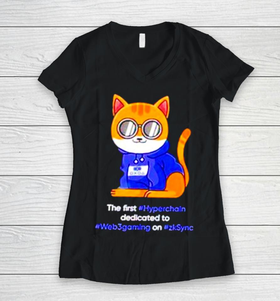 The First Hyperchain Dedicated To Web 3 Gaming On Zksync Women V-Neck T-Shirt
