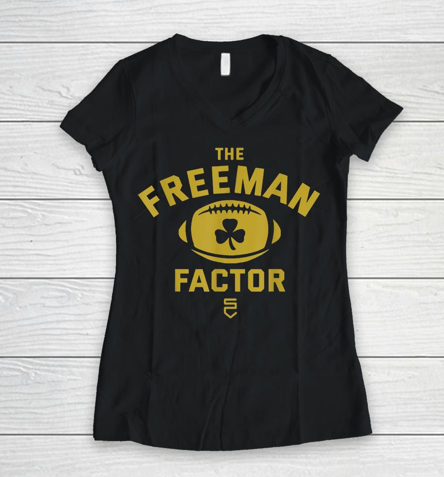 The Freeman Factor Football Women V-Neck T-Shirt