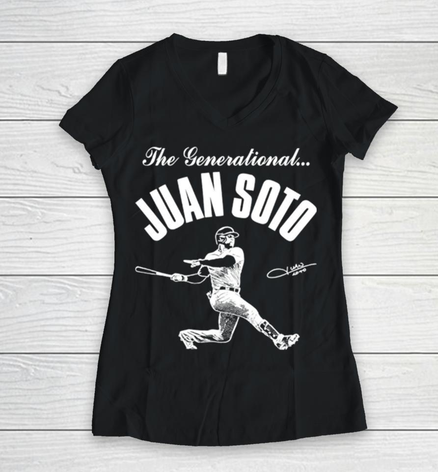 The Generational Juan Soto New York Yankees Mlb Signature Women V-Neck T-Shirt