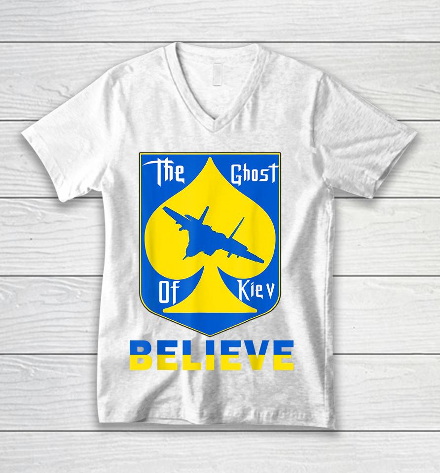 The Ghost Of Kyiv Believe Unisex V-Neck T-Shirt