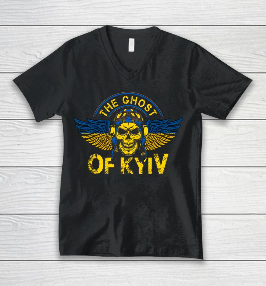 The Ghost Of Kyiv Support Ukraine Free Ukrainian Unisex V-Neck T-Shirt