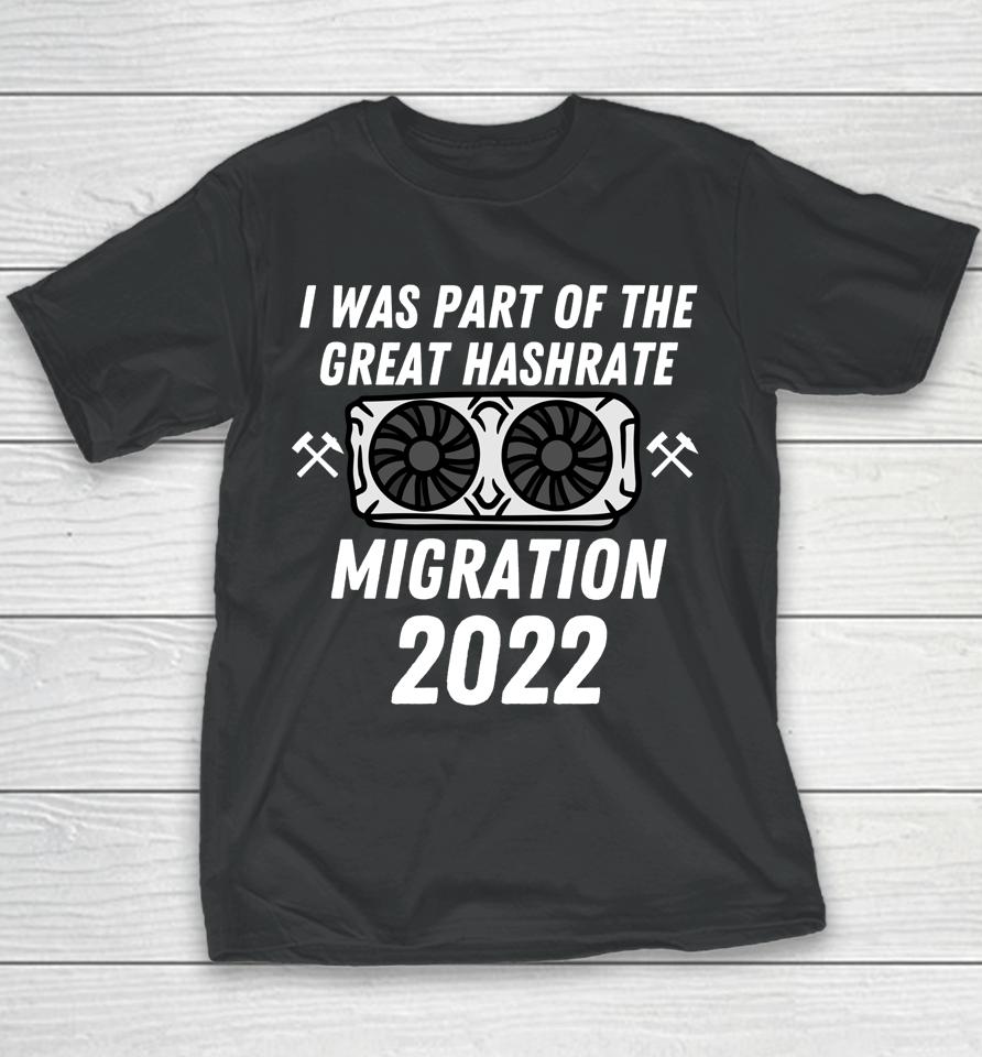 The Great Hashrate Migration 2022 Eth Ethereum Crypto Miners Youth T-Shirt