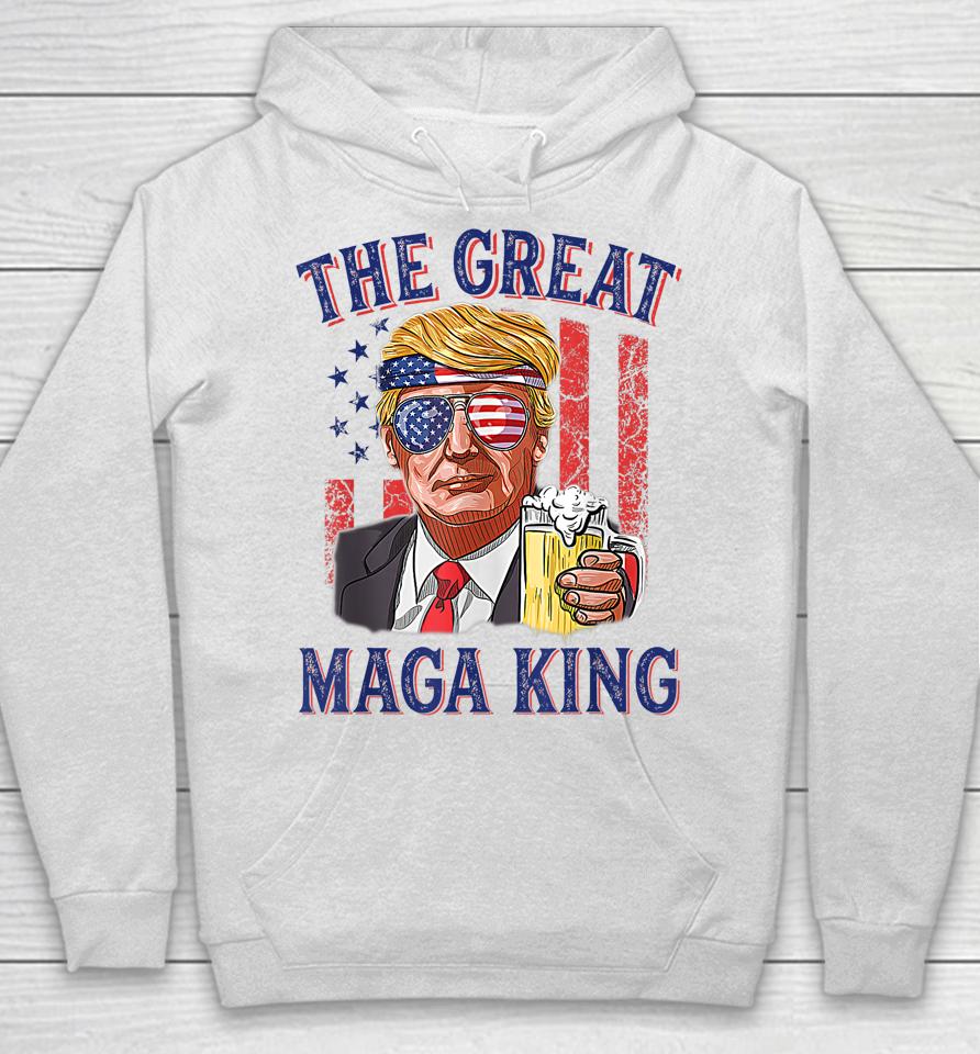 The Great Maga King Funny Trump Beer Us Flag Ultra Mega King Hoodie