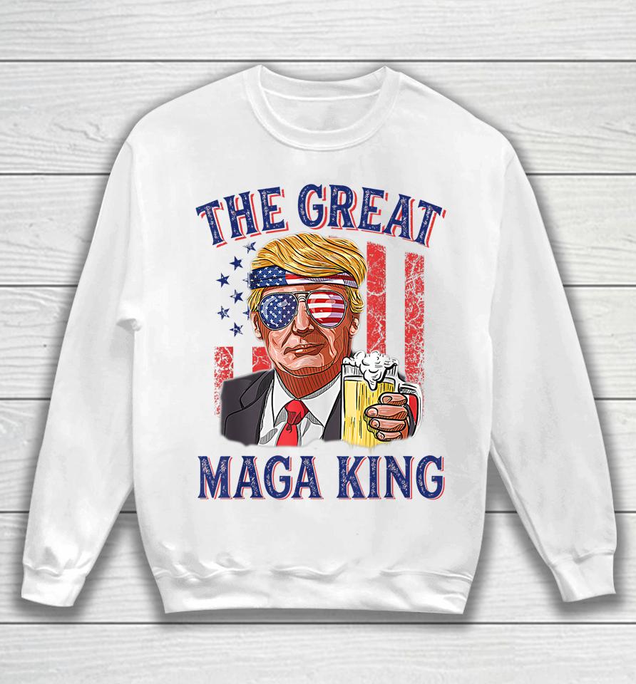 The Great Maga King Funny Trump Beer Us Flag Ultra Mega King Sweatshirt