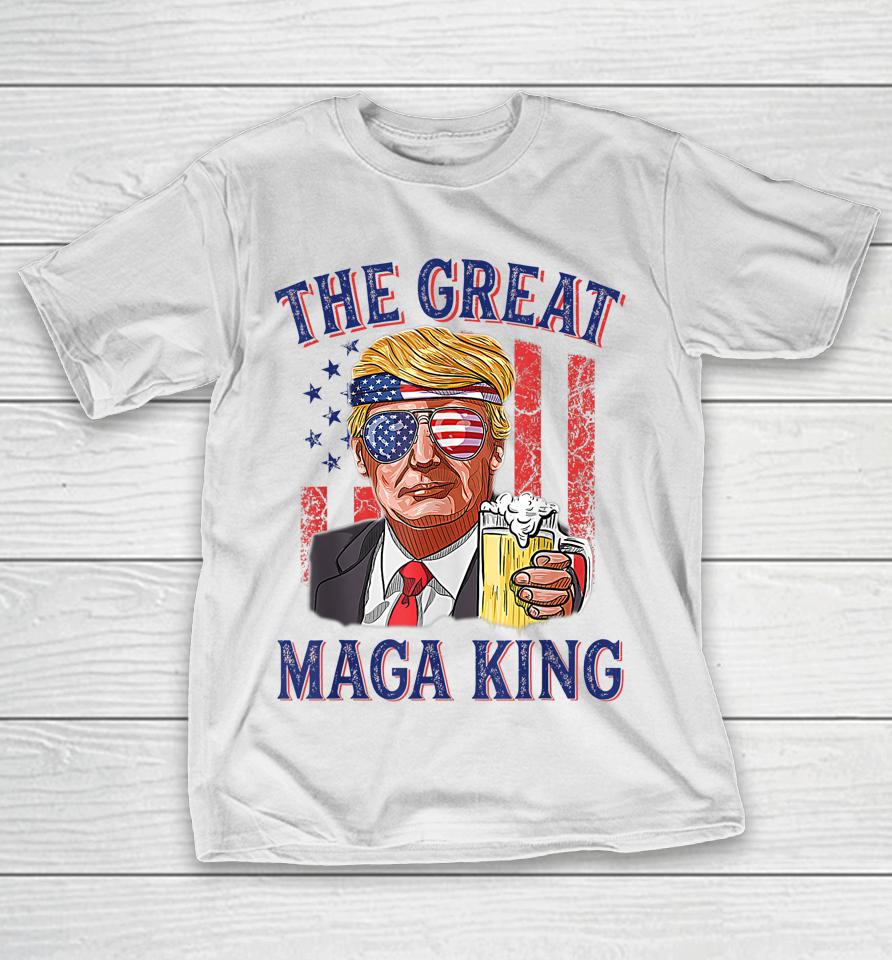 The Great Maga King Funny Trump Beer Us Flag Ultra Mega King T-Shirt