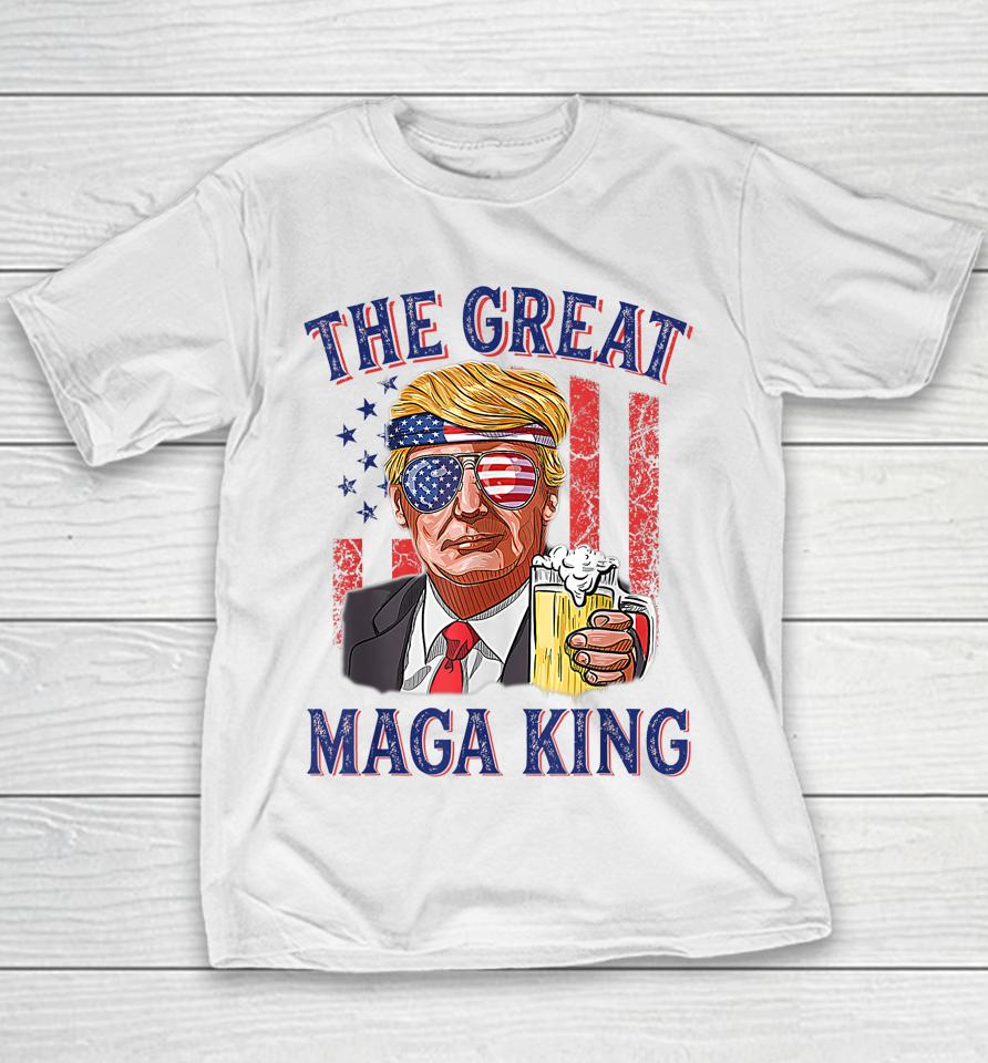 The Great Maga King Funny Trump Beer Us Flag Ultra Mega King Youth T-Shirt