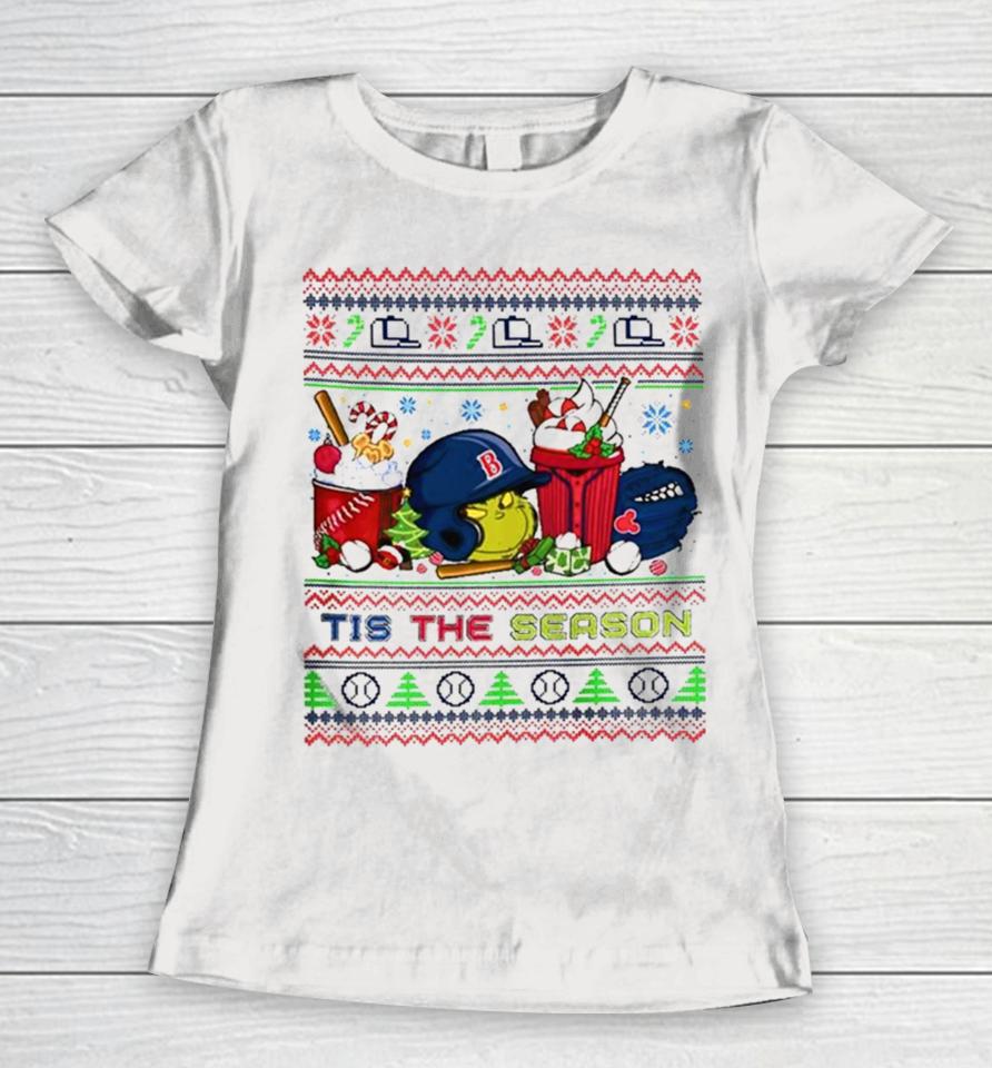 The Grinch Boston Red Sox Tis The Damn Season Ugly Christmas Women T-Shirt
