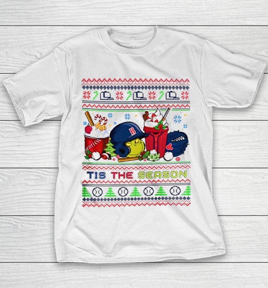 The Grinch Boston Red Sox Tis The Damn Season Ugly Christmas Youth T-Shirt