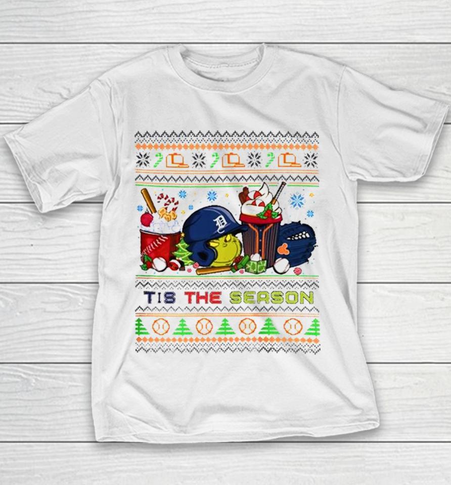 The Grinch Detroit Tigers Tis The Damn Season Ugly Christmas Youth T-Shirt