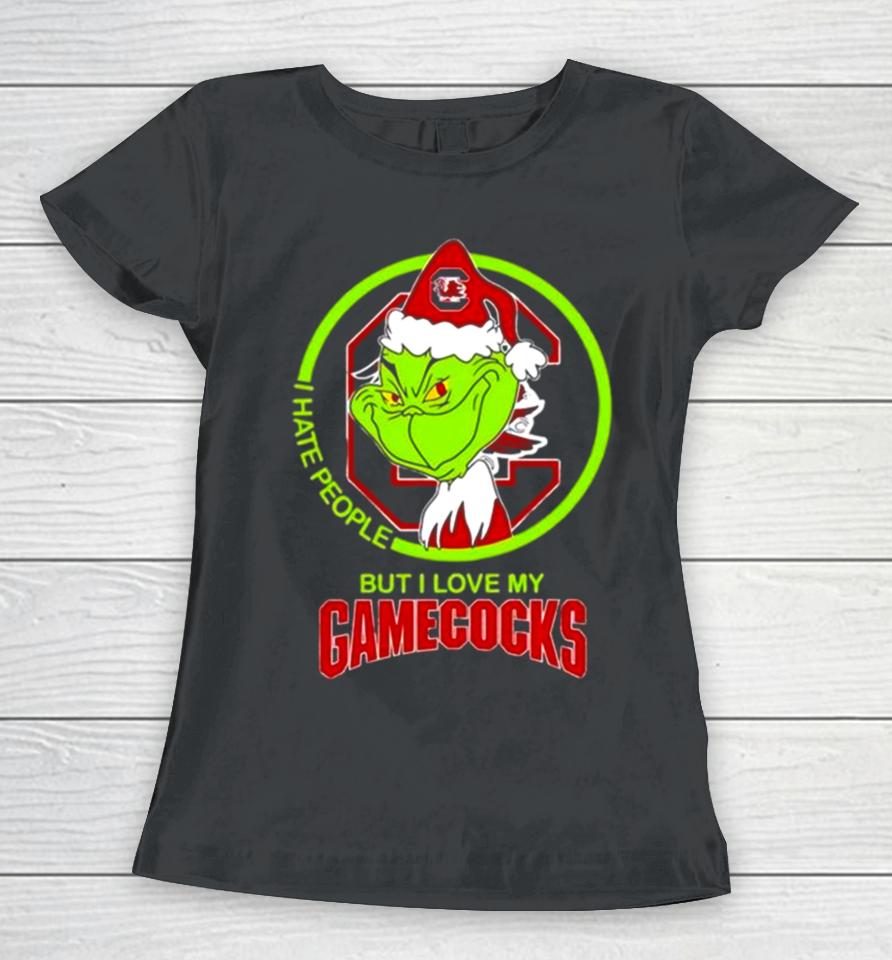 The Grinch I Hate People But I Love My South Carolina Gamecocks Football Logo Women T-Shirt