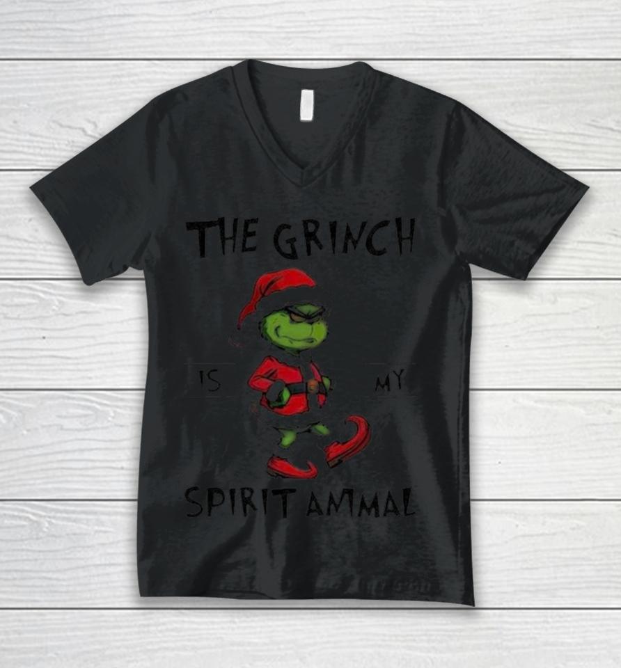 The Grinch Is My Spirit Animal Christmas Unisex V-Neck T-Shirt