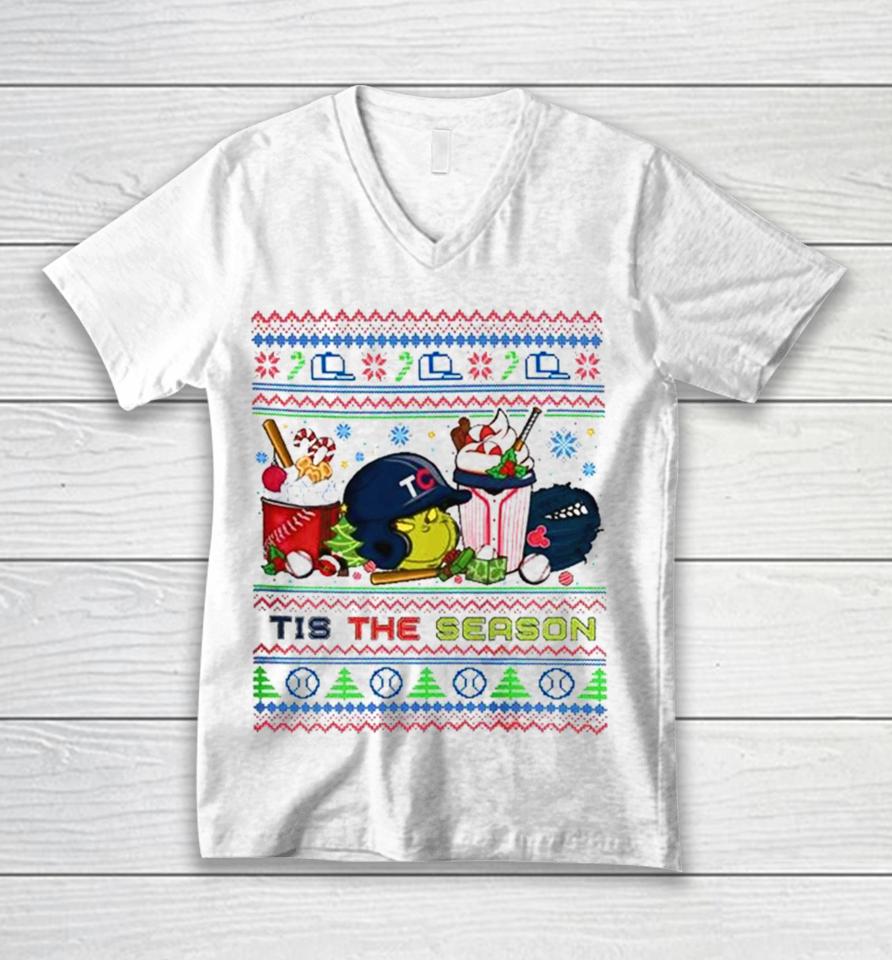 The Grinch Minnesota Twins Tis The Damn Season Ugly Christmas Unisex V-Neck T-Shirt