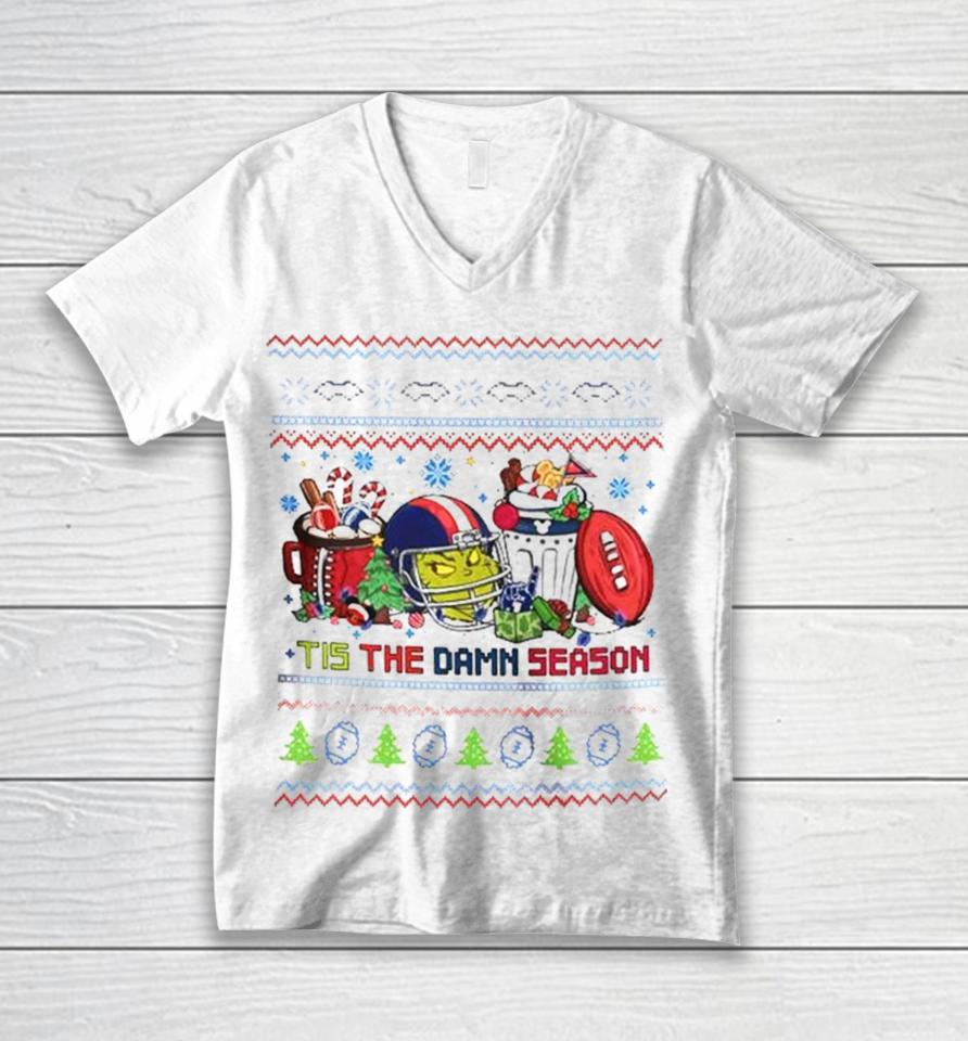 The Grinch New England Patriots Nfl Tis The Damn Season Ugly Christmas Unisex V-Neck T-Shirt