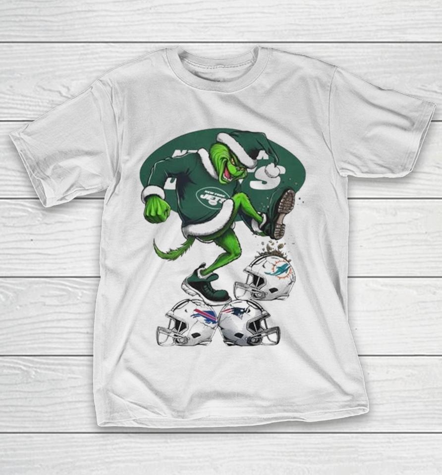 The Grinch New York Jets Stomp On Nfl Teams Christmas Logo T-Shirt