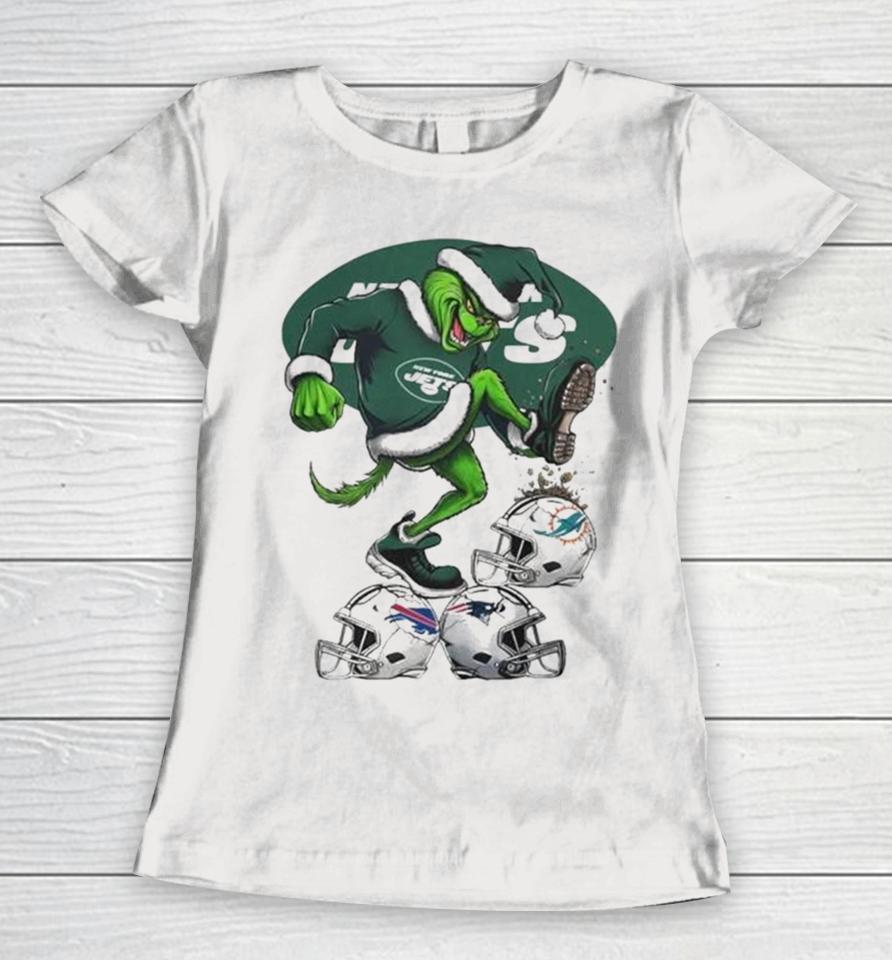 The Grinch New York Jets Stomp On Nfl Teams Christmas Logo Women T-Shirt