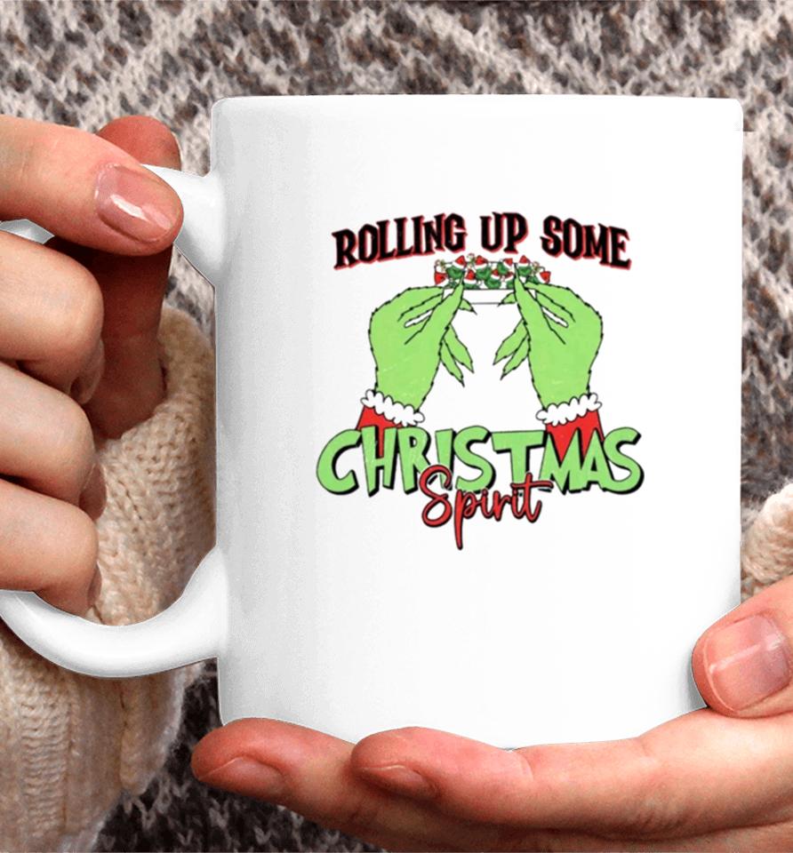 The Grinch Rolling Up Some Christmas Spirit Coffee Mug