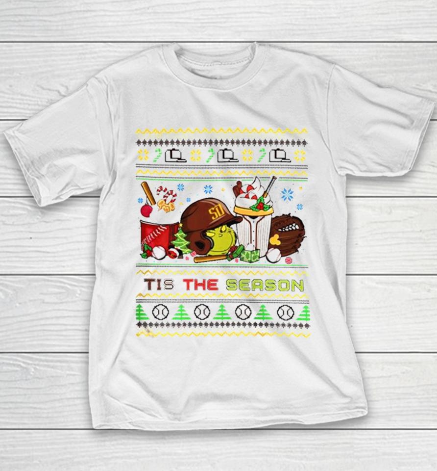 The Grinch San Diego Padres Tis The Damn Season Ugly Christmas Youth T-Shirt