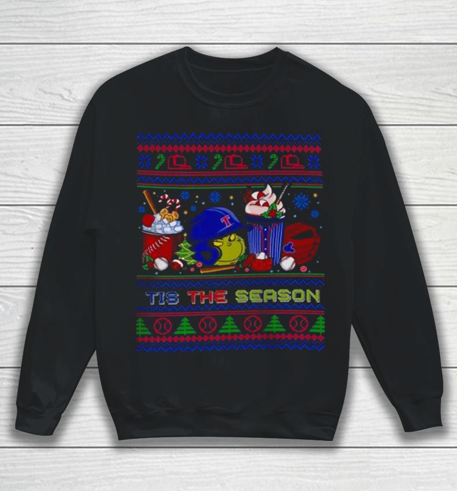 The Grinch Texas Rangers Tis The Damn Season Ugly Christmas Sweatshirt