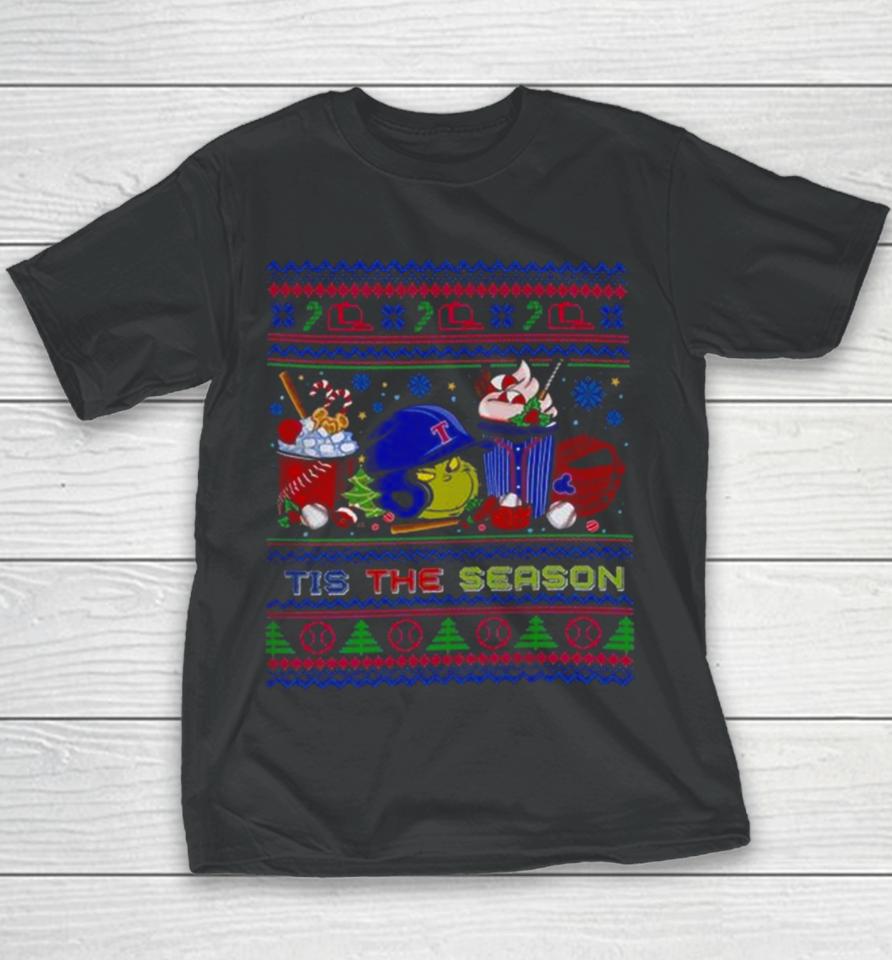 The Grinch Texas Rangers Tis The Damn Season Ugly Christmas Youth T-Shirt