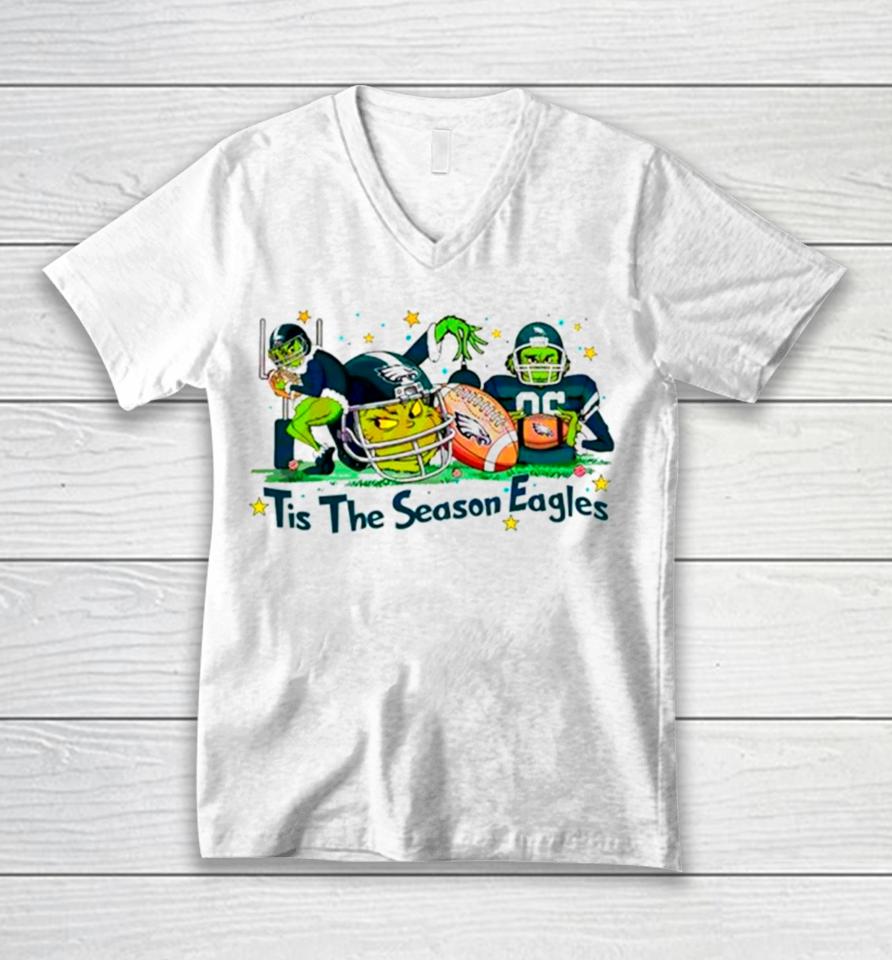The Grinch Tis The Season Eagles Football Unisex V-Neck T-Shirt