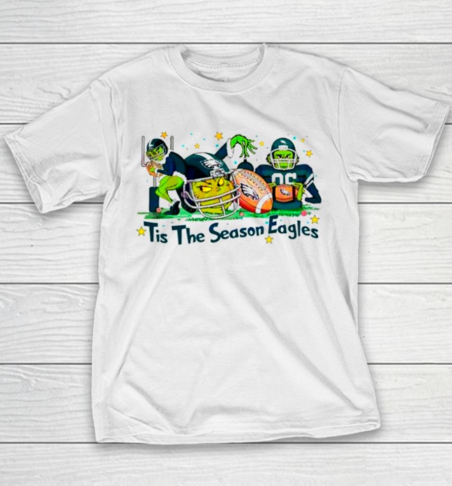 The Grinch Tis The Season Eagles Football Youth T-Shirt