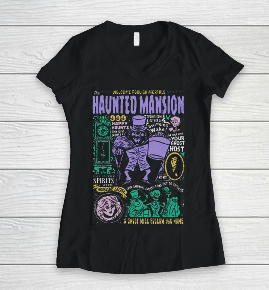 The Haunted Mansion Disneyland Halloween Women V-Neck T-Shirt