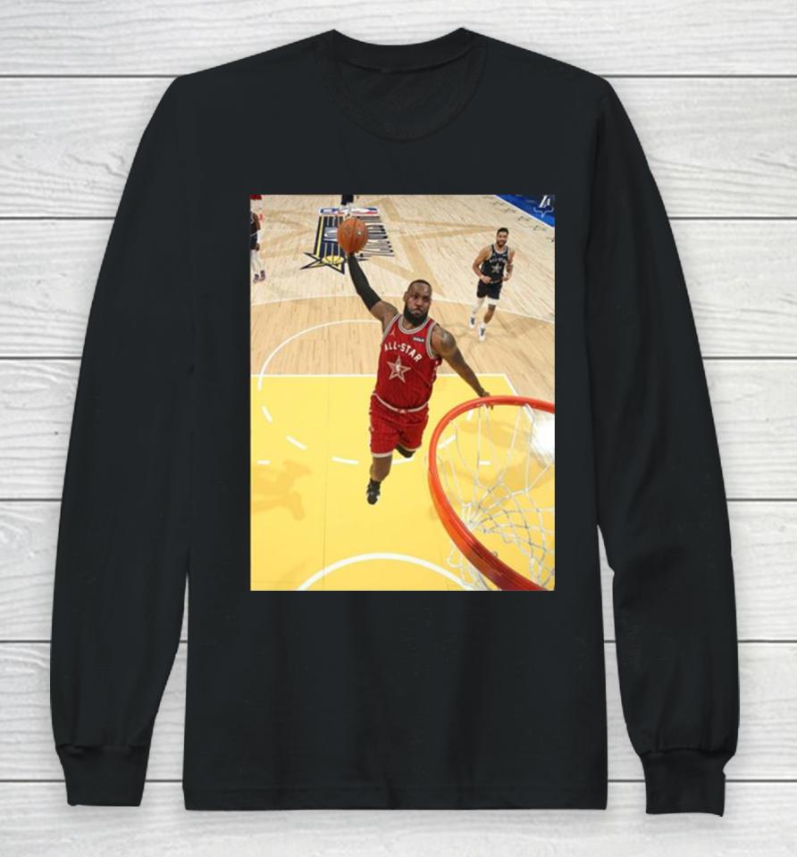 The Iconic Dunk Moment Of The King Lebron James In Nba All Star 2024 Long Sleeve T-Shirt
