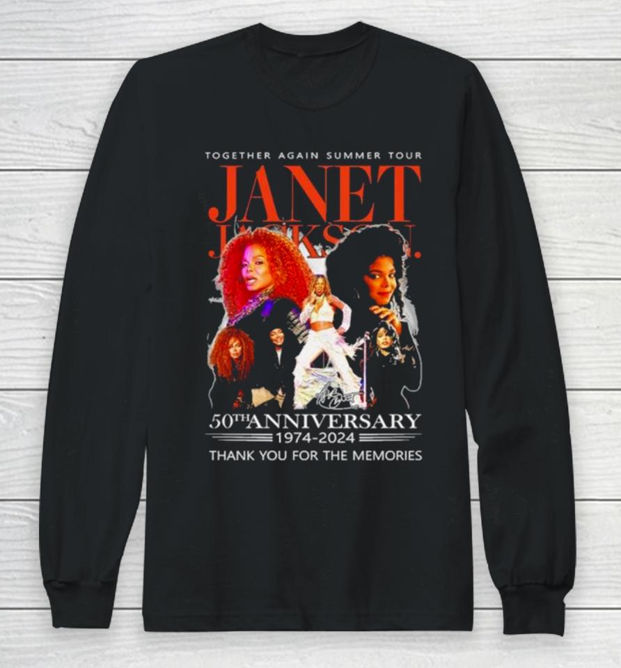 The Janet Jackson Together Again Summer Tour 50Th Anniversary 1974 2024 Thank You For The Memories Signatures Long Sleeve T-Shirt