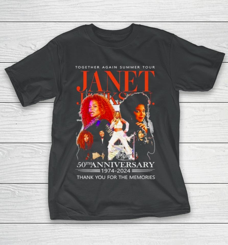 The Janet Jackson Together Again Summer Tour 50Th Anniversary 1974 2024 Thank You For The Memories Signatures T-Shirt