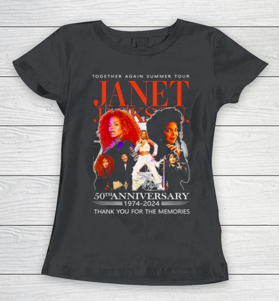 The Janet Jackson Together Again Summer Tour 50Th Anniversary 1974 2024 Thank You For The Memories Signatures Women T-Shirt