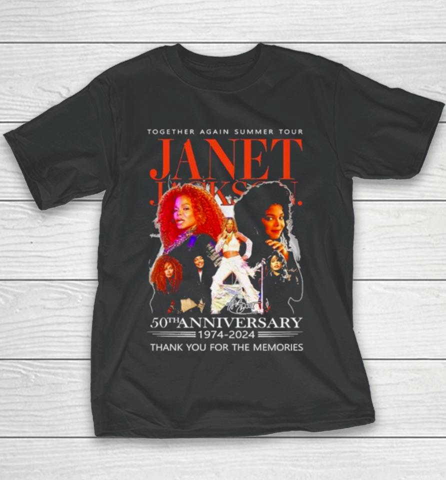 The Janet Jackson Together Again Summer Tour 50Th Anniversary 1974 2024 Thank You For The Memories Signatures Youth T-Shirt