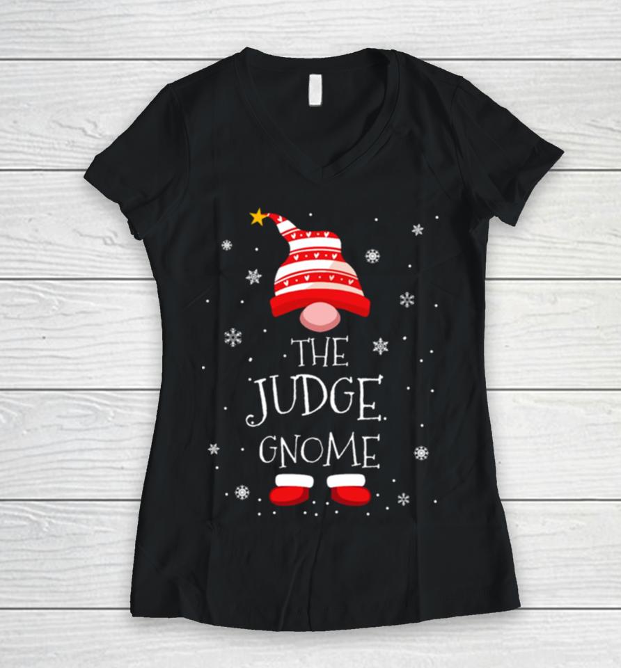 The Judge Christmas Gnome Women V-Neck T-Shirt