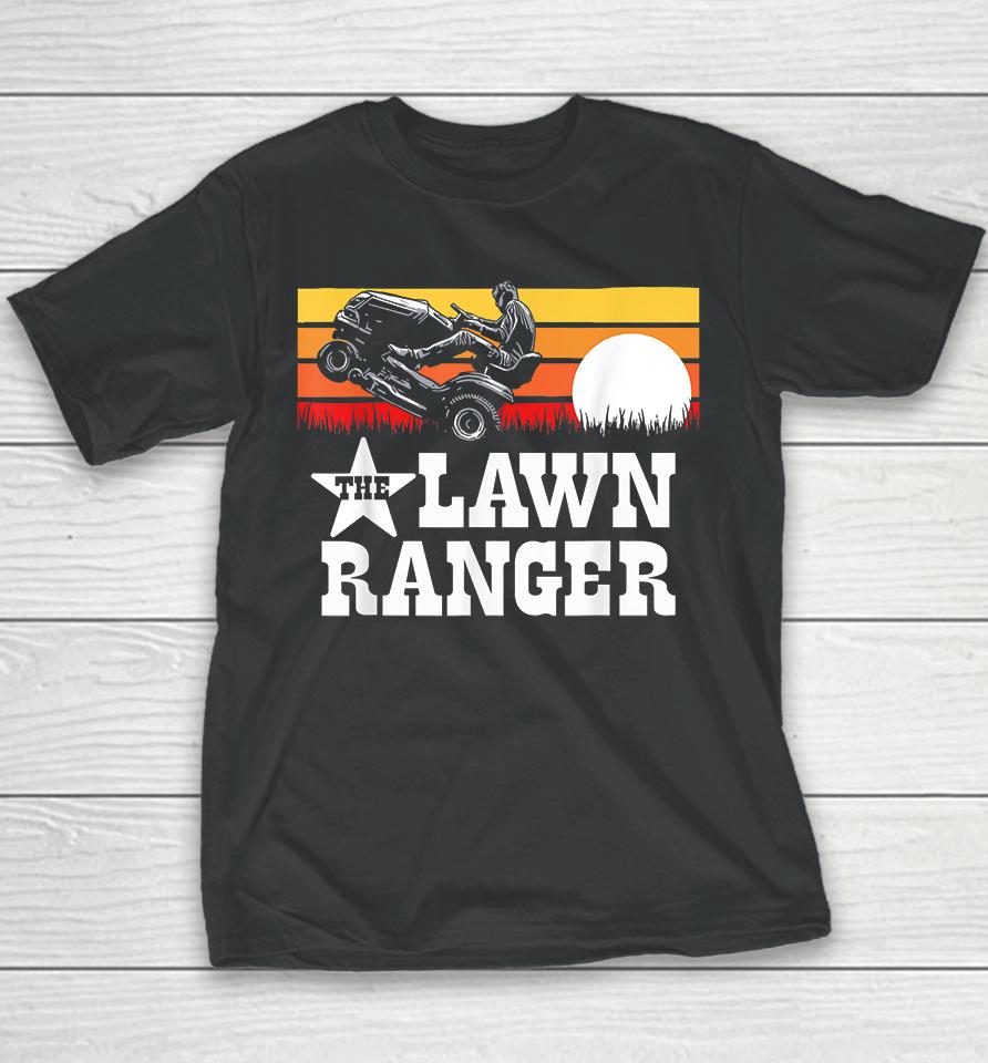 The Lawn Ranger Riding Lawn Mower Wheelie Funny Vintage Youth T-Shirt