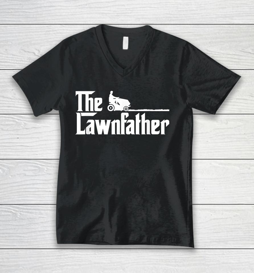 The Lawnfather Funny Lawn Mowing Unisex V-Neck T-Shirt