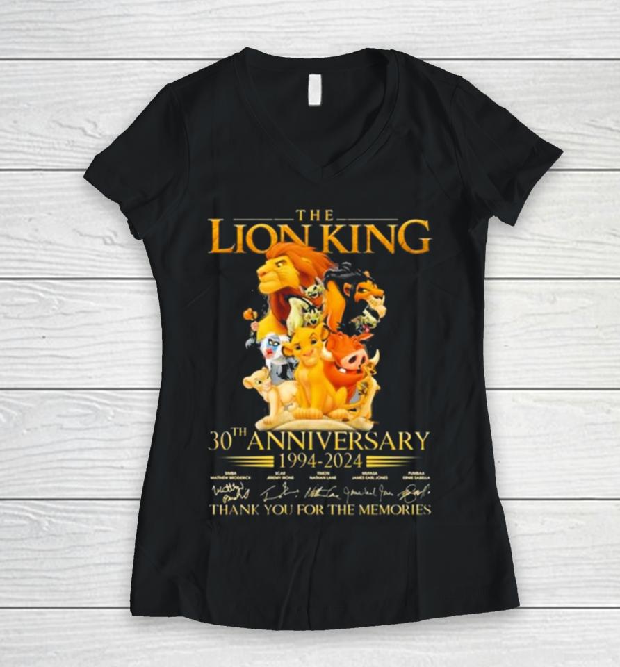 The Lion King 30Th Anniversary 1994 2024 Thank You For The Memories Women V-Neck T-Shirt