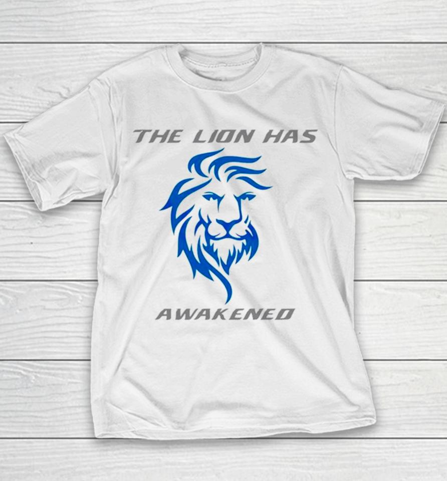 The Lions Has Awakened Detroit Football Youth T-Shirt