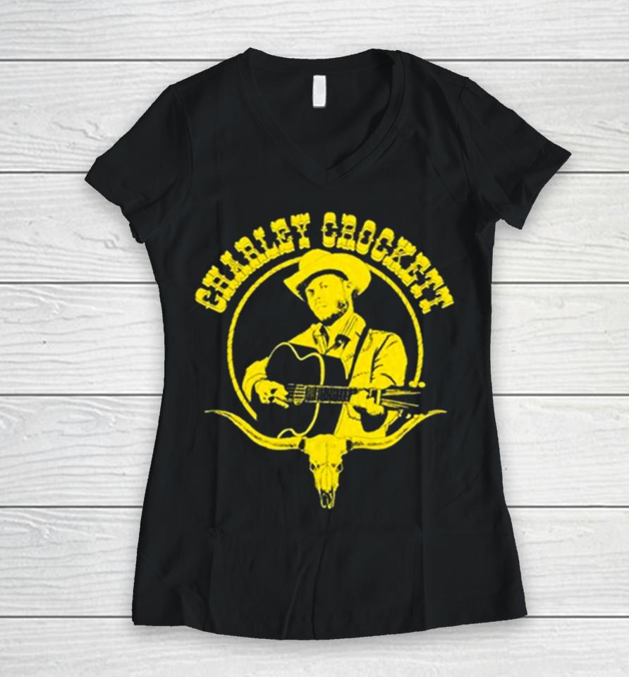 The Longhorn Charley Crockett Women V-Neck T-Shirt