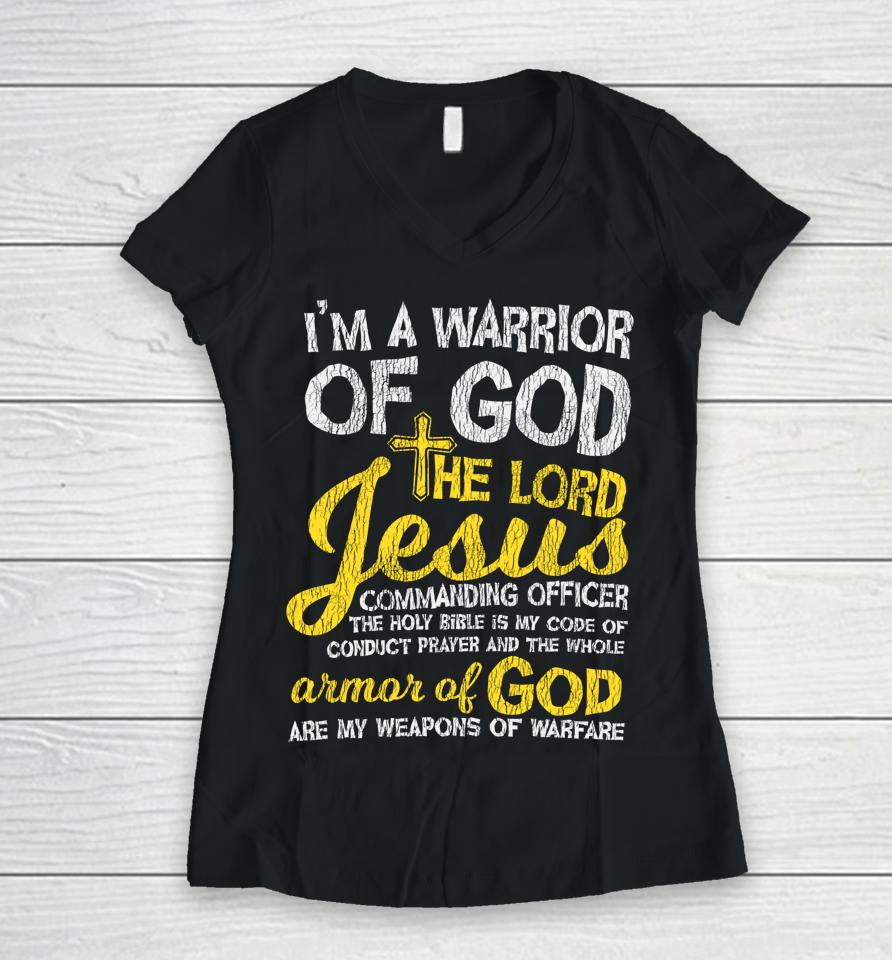 The Lord Jesus Armor Of God Cross Faith Christian Bible Gift Women V-Neck T-Shirt