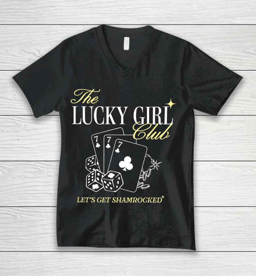 The Lucky Girl Club Let’s Get Shamrocked Long Sleeve T Shirt Barstoolsports Store It Girl The Lucky Girl Club Unisex V-Neck T-Shirt