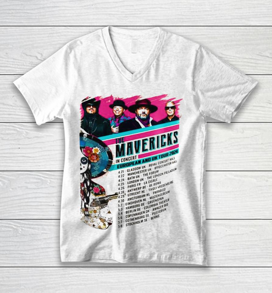 The Mavericks In Concert European And Uk Tour 2024 Unisex V-Neck T-Shirt
