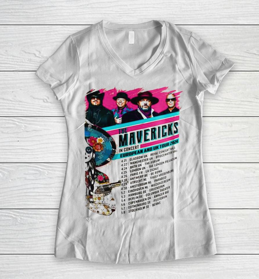 The Mavericks In Concert European And Uk Tour 2024 Women V-Neck T-Shirt