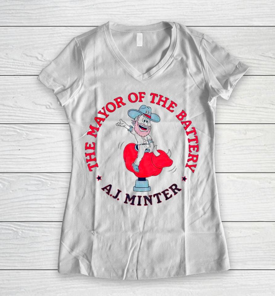 The Mayor Of The Battery A.j. Minter Women V-Neck T-Shirt