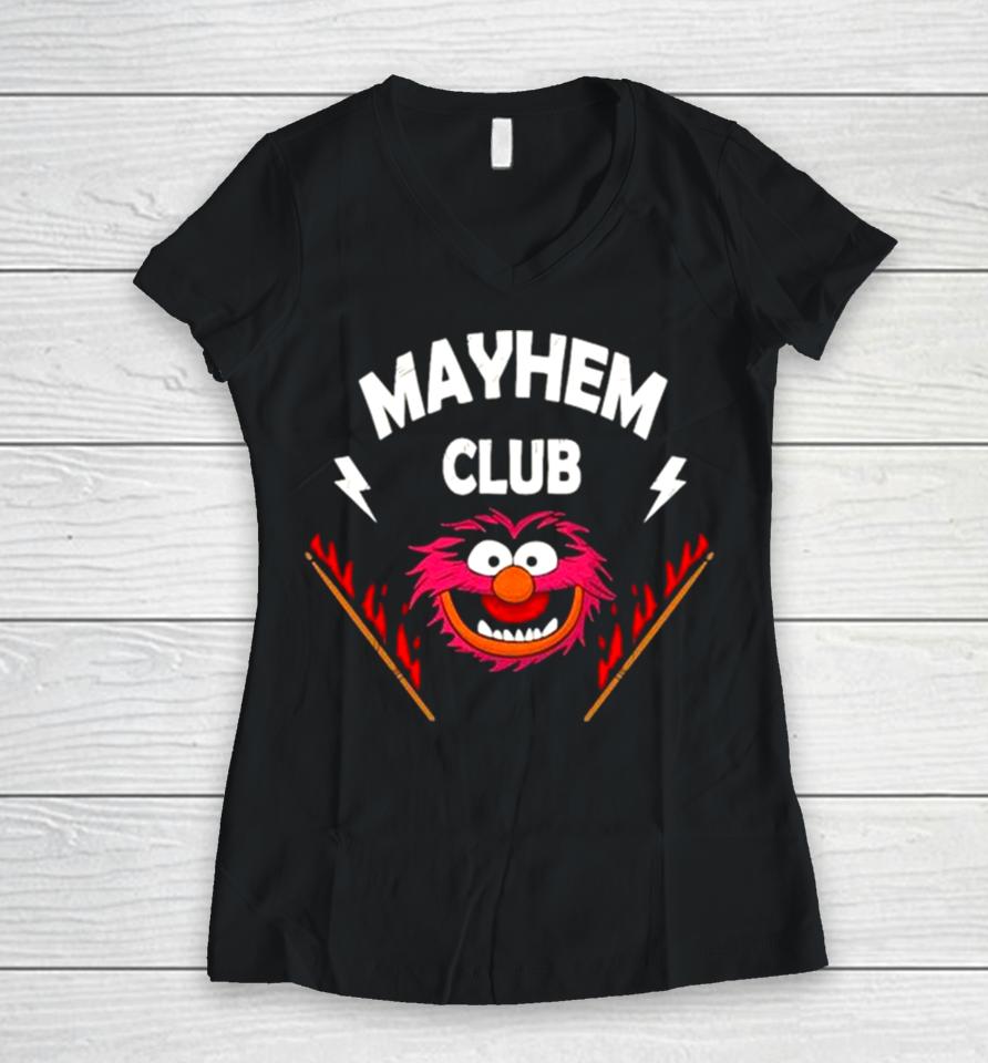 The Muppet Animal Mayhem Club Drum Stick On Fire Women V-Neck T-Shirt