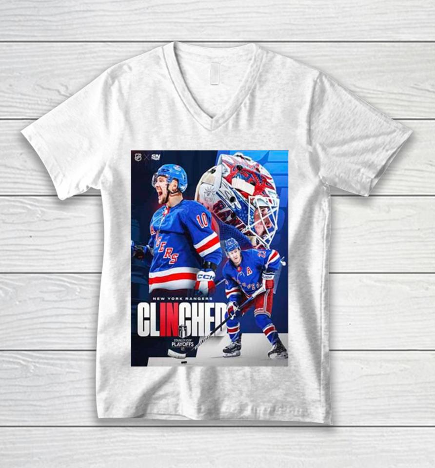 The New York Rangers Have Punched Their Ticket To The Stanley Cup Playoffs 2024 Nhl Unisex V-Neck T-Shirt