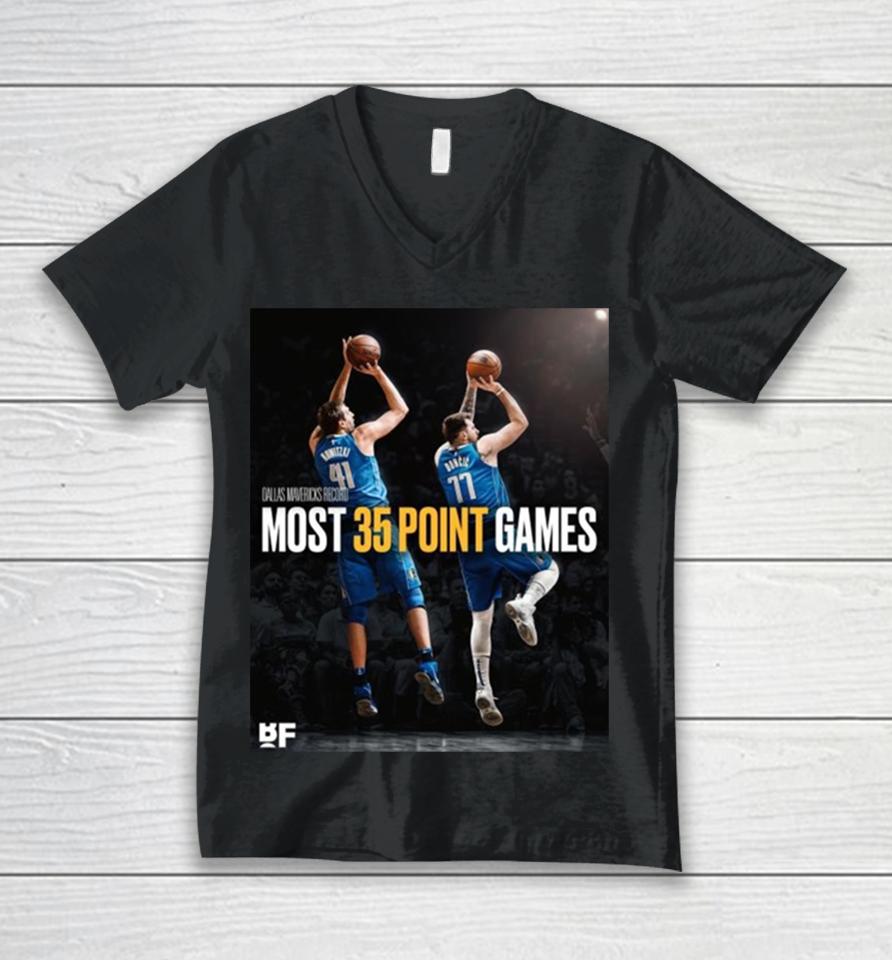 The Next Legend Of Mav – Luka Doncic Surpasses Dirk Nowitzki For The Most 35 Point Games In Dallas Mavericks History Unisex V-Neck T-Shirt