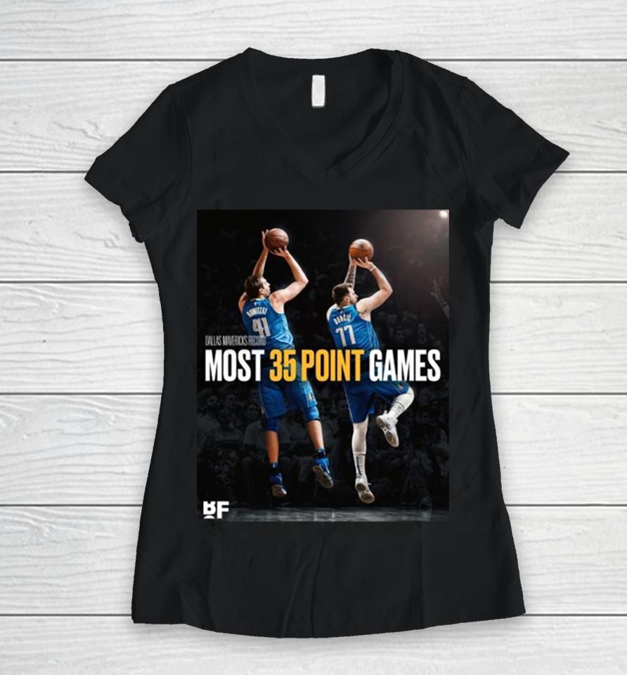 The Next Legend Of Mav – Luka Doncic Surpasses Dirk Nowitzki For The Most 35 Point Games In Dallas Mavericks History Women V-Neck T-Shirt